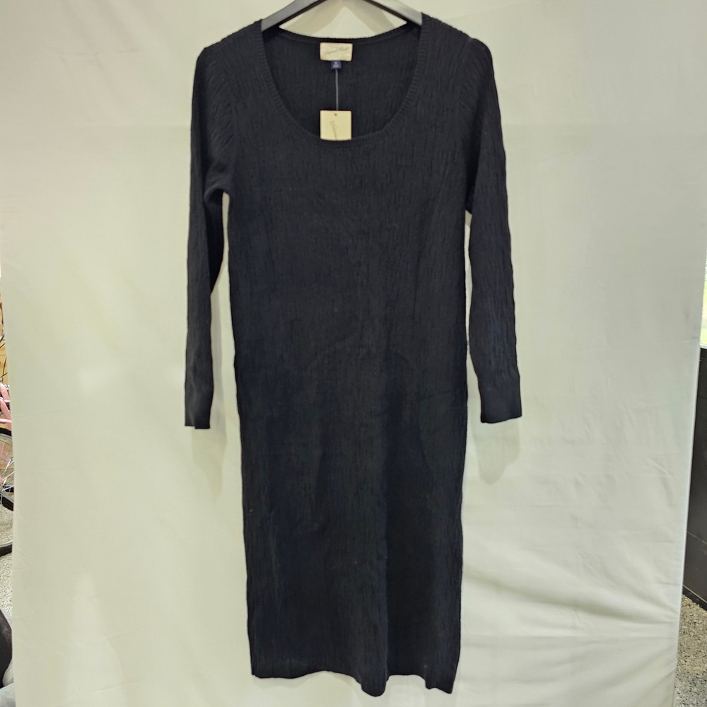 New Universal Thread Black Rib Knit Long Sleeve Midi Sweater Dress XL NWT